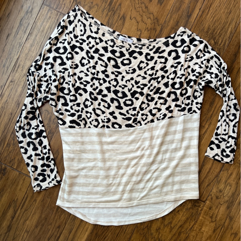 White Birch off the shoulder leopard top